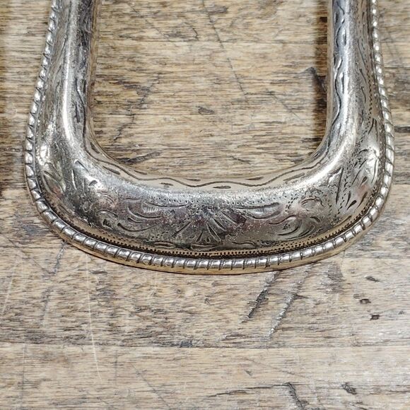 Three Silver Tone Belt Buckles Lot Western Engraved Southwestern Rodeo Metal VGC main image 10